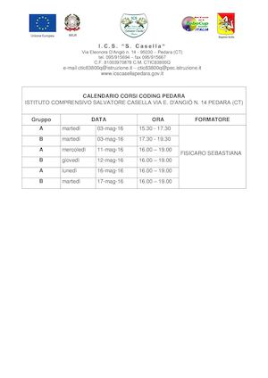 Elenchi Gruppi E Calendario Coding 16 04 16