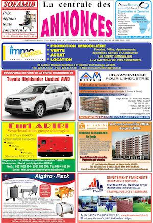 La Centrale des Annonces N° 1318 Semaine du 04 au 10 Septembre 2016