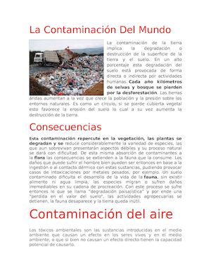 La Contaminación De La Tierra