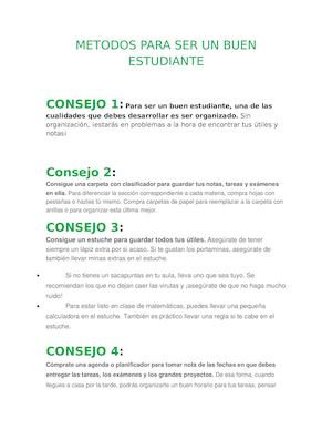 Metodos Para Ser Un Buen Estudiante