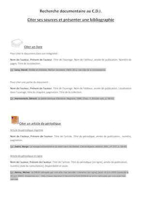 Réaliser une bibliographie ou une sitographie