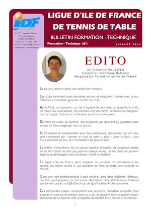 Bulletin n°1 - Formation Technique _ Juillet 2016