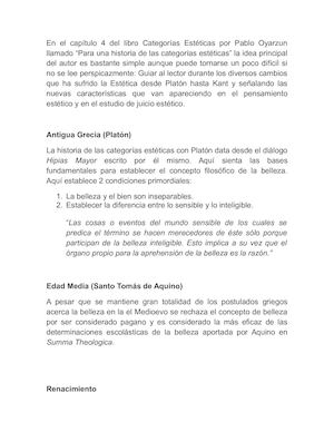 Para Una Historia De La Estetica