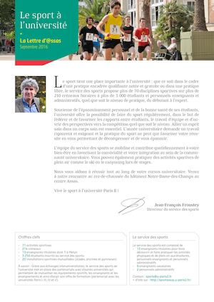 La lettre d'@ssas - 2016 Le Sport à l'université