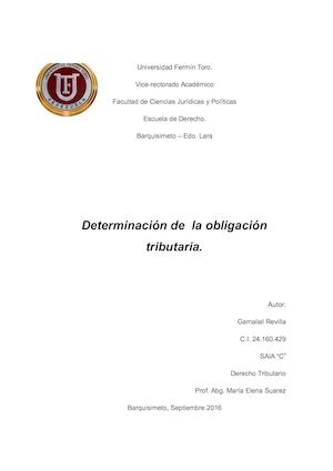 Determinación De La Obligación Tributaria Gamaliel