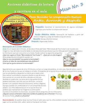 Anexo 7 3 Mesa Para Facilitar La Comprensión Textual