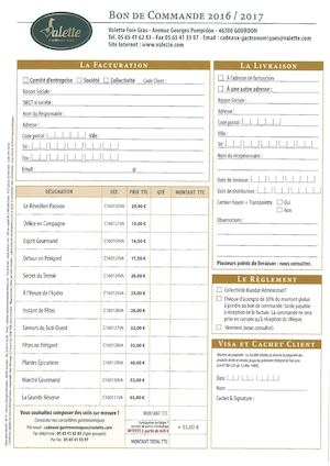 Valette Foie Gras - Bon Commande 2016-2017