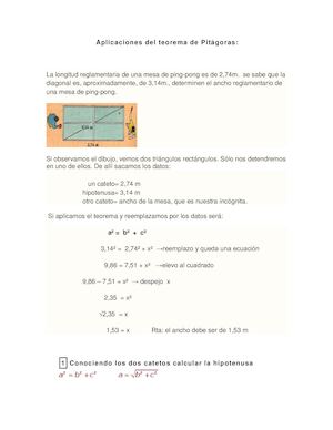 Aplicaciones Del Teorema De Pitágoras