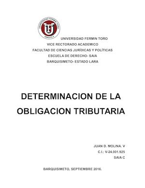 Determinacion De La Obligacion Tributaria