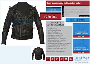 Union Jack Perforated Fashion Leather Jacket Flj Bp1114