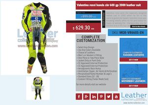 Valentino Rossi Honda Cbr 600 Gp 2000 Leather Suit Mgr Vr6605 En