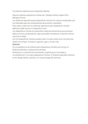 Los Sistemas Operativos Para Dispositivos Móviles