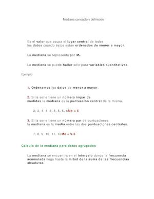 Mediana Concepto Y Definición