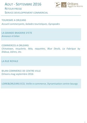 Presse Août - Sept 2016 Developpement Commercial