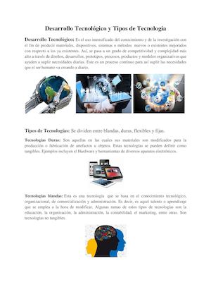 Desarrollo Tecnológico Y Tipos De Tecnología