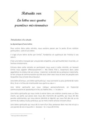 Retraite Sur La Lettre Aux Quatre Premières Missionnaires Juil 2016 Province Du Gabon
