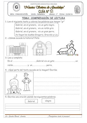 Comprensión De Lectura Gra Gre Gri Gro Gru