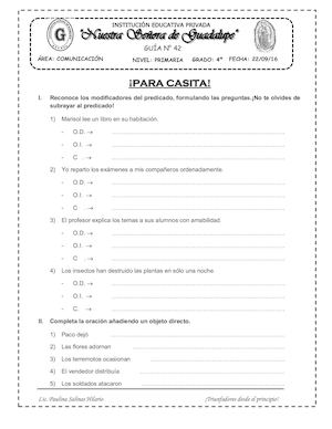 MODIFICADORES DEL PREDICADO -PARA CASA