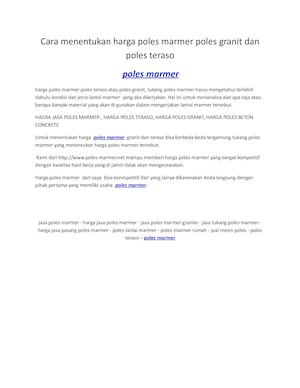 Cara Menentukan Harga Poles Marmer Poles Granit Poles Teraso