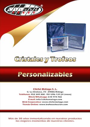 Catálogo Cristales Y Trofeos Personalizables Cliché Málaga