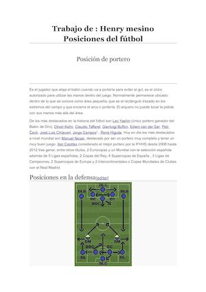 Posiciones Del Fútbol