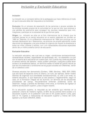 Inclusión Y Exclusión Educativa Acta De Una Educacion Utopica