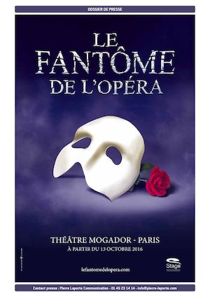 Le fantôme de l'opéra au Théâtre Mogador à partir 13 octobre 2016