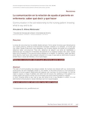 Comunicacion En La Relacion De Ayuda Al Paciente