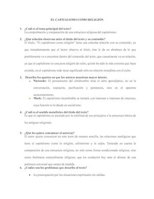 El Capitalismo Como Religión