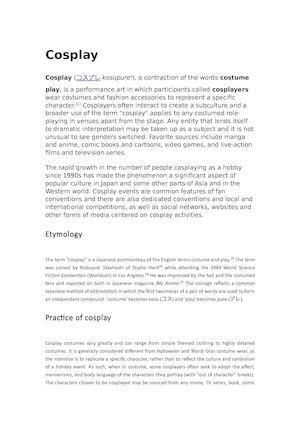 Cosplay Introduction