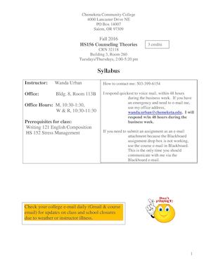 Syllabus HS 156 Fall 16