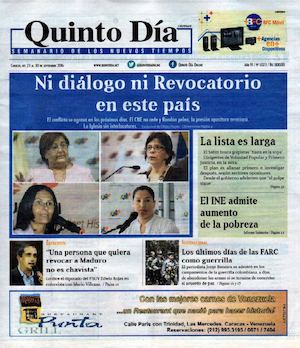 Semanario Quinto Día,  23 al 30 de septiembre de 2016 Nº 1.023