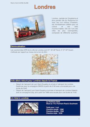 Fiche descriptive de la ville de Londres