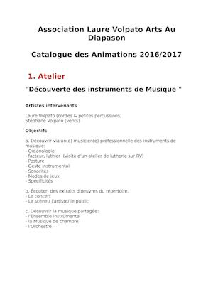 Catalogue Des Ateliers Association Laure Volpato Arts Au Diapason