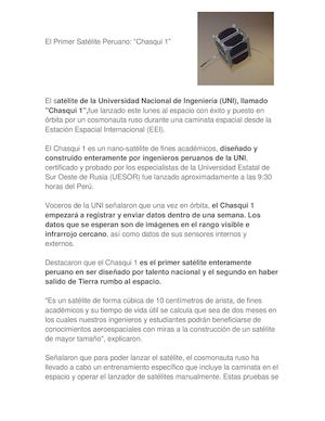 El Primer Satélite Peruano