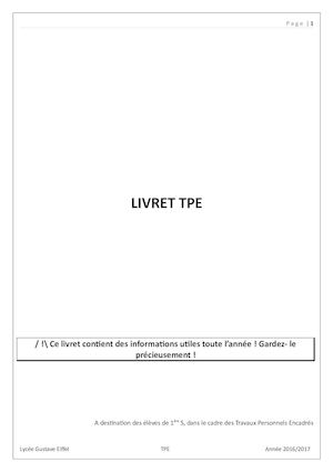 Livret Tpe