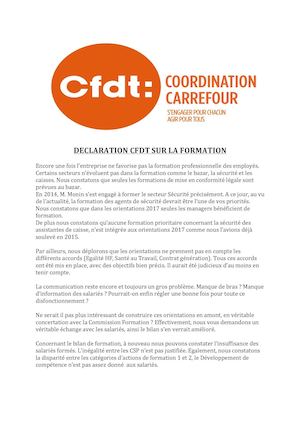 Declaration Cfdt Sur La Formation