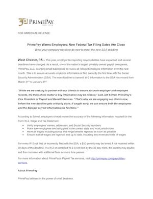 Warns Employers Of New W2 Ssa Deadline Jt D5 9 20 16