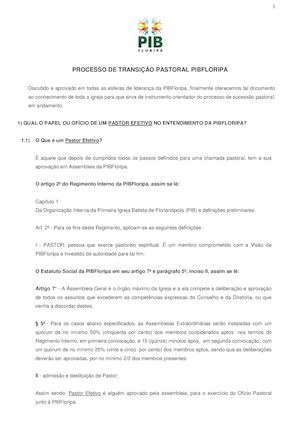 Documento Transição Pastoral Pdf