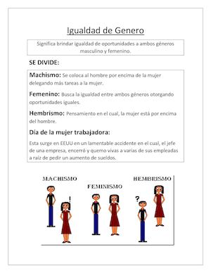 Igualdad De Genero y Importancia de los valores en desarrollo personal y profesional.
