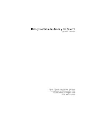 Dias Y Noches De Amor Y De Guerra Galeano