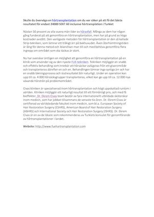 Hårtransplantation I Turkiet Med Den Nyaste Fue Tekniken