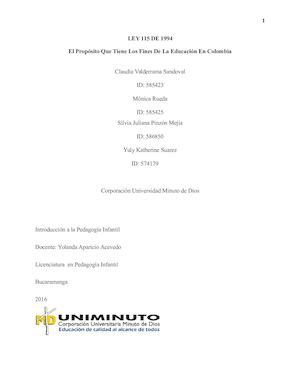 Ley 115 De 1994 Introduccion