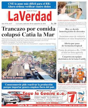 La Guaira, miercoles 28 de septiembre de 2016 Año 19 Nº. 6137