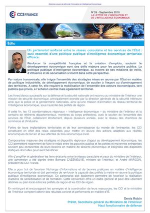 Lettre Actualités Intelligence Economique & Innovation Septembre 2016