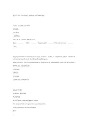 Solicitud Prestamo Sala De Informatica