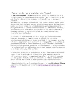 Cómo Es La Personalidad De Diana