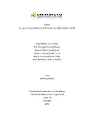 Aseguramiento Al Sistema General De Seguridad Social En Salud