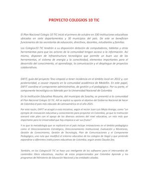 PROYECTO DE COLEGIOS 10 TIC