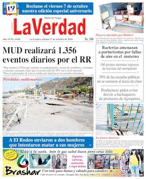 La Guaira, sabado 01 de octubre de 2016 Año 19 Nº. 6140
